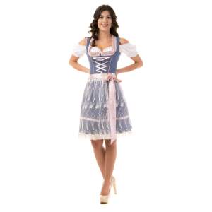 DIRNDL TRACHTENKLEID DAMEN NICOLE IN BLAU/ROSA 3.TLG 38