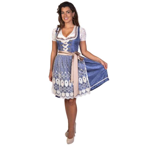 EMELY Dirndl Trachtenkleid Damen 2:TLG Blau/Natur 44