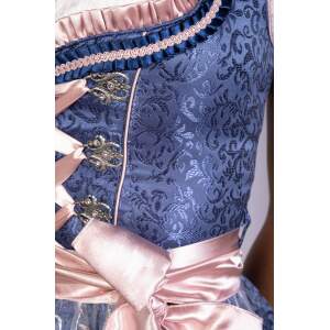 EMELY Dirndl Trachtenkleid Damen 2:TLG Blau/Rosa 38