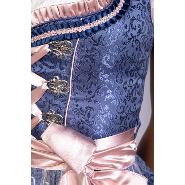 EMELY Dirndl Trachtenkleid Damen 2:TLG Blau/Rosa 42