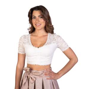Trachtl DARIA Trachten Damen Dirndlbluse Spitze - Weiß/Creme 34
