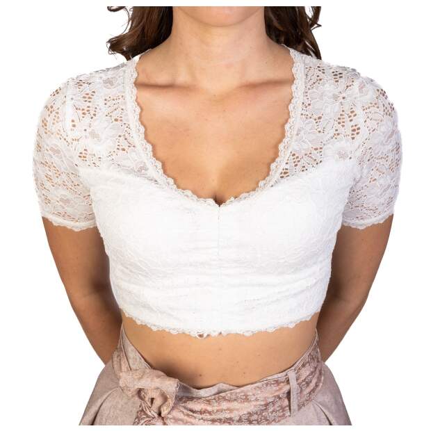Trachtl DARIA Trachten Damen Dirndlbluse Spitze - Weiß/Creme 48