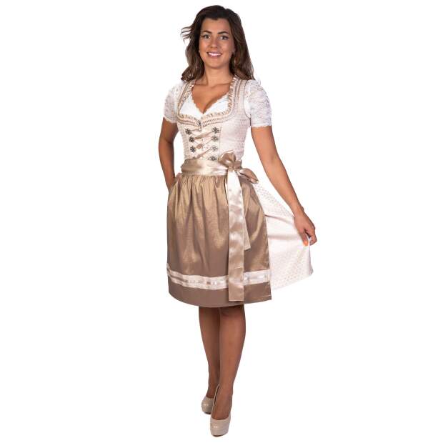 Vicky Dirndl Trachtenkleid Damen 2:TLG Cremeweiss/Gold 44