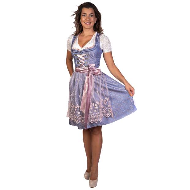 Trachtl - Midi Dirndl Alissa  2.Tlg Blau/Rosa 42