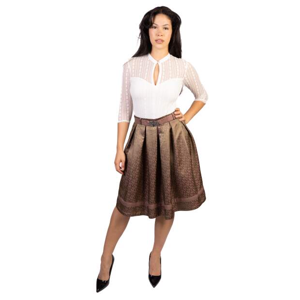 Trachtl Giselle Faltenrock mit Gürtel 38 Khaki/Rose
