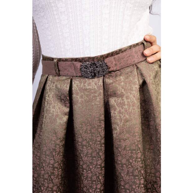 Trachtl Giselle Faltenrock mit Gürtel 38 Khaki/Rose
