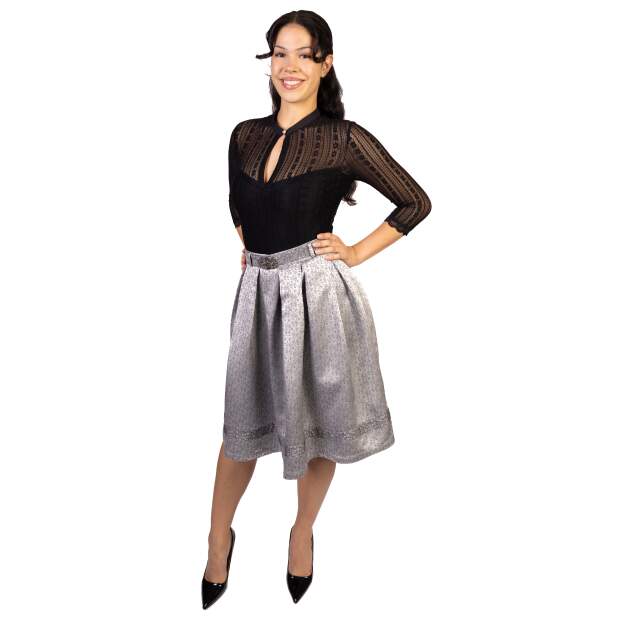 Trachtl Giselle Faltenrock mit Gürtel 44 Grau/Schwarz