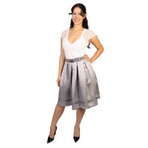 Trachtl Giselle Faltenrock mit Gürtel 44 Grau/Schwarz