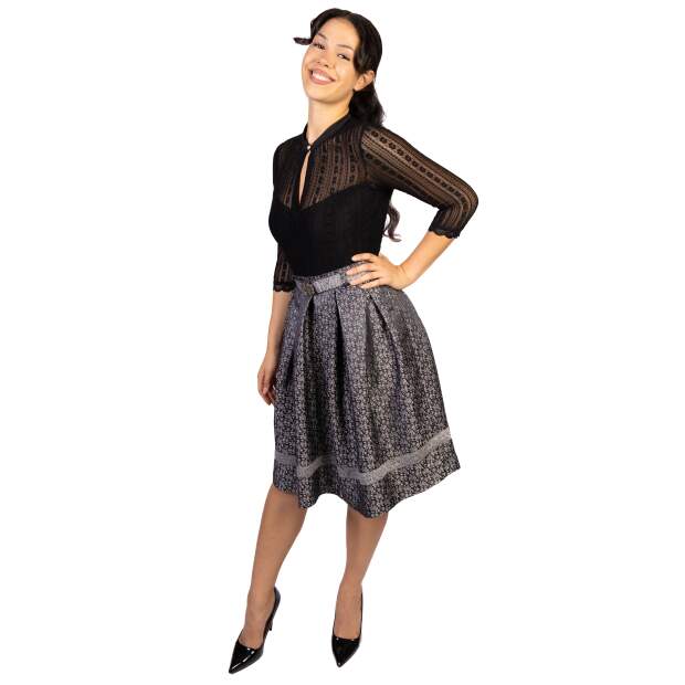 Trachtl Giselle Faltenrock mit Gürtel 36 Schwarz/Grau