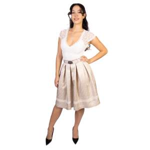 Trachtl Giselle Faltenrock mit Gürtel 42 Beige/Weiss